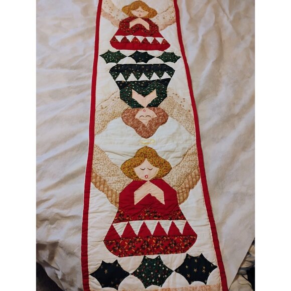 Christmas Angels Table Runner 68 x 15 Inches Quilted - Picture 1 of 7
